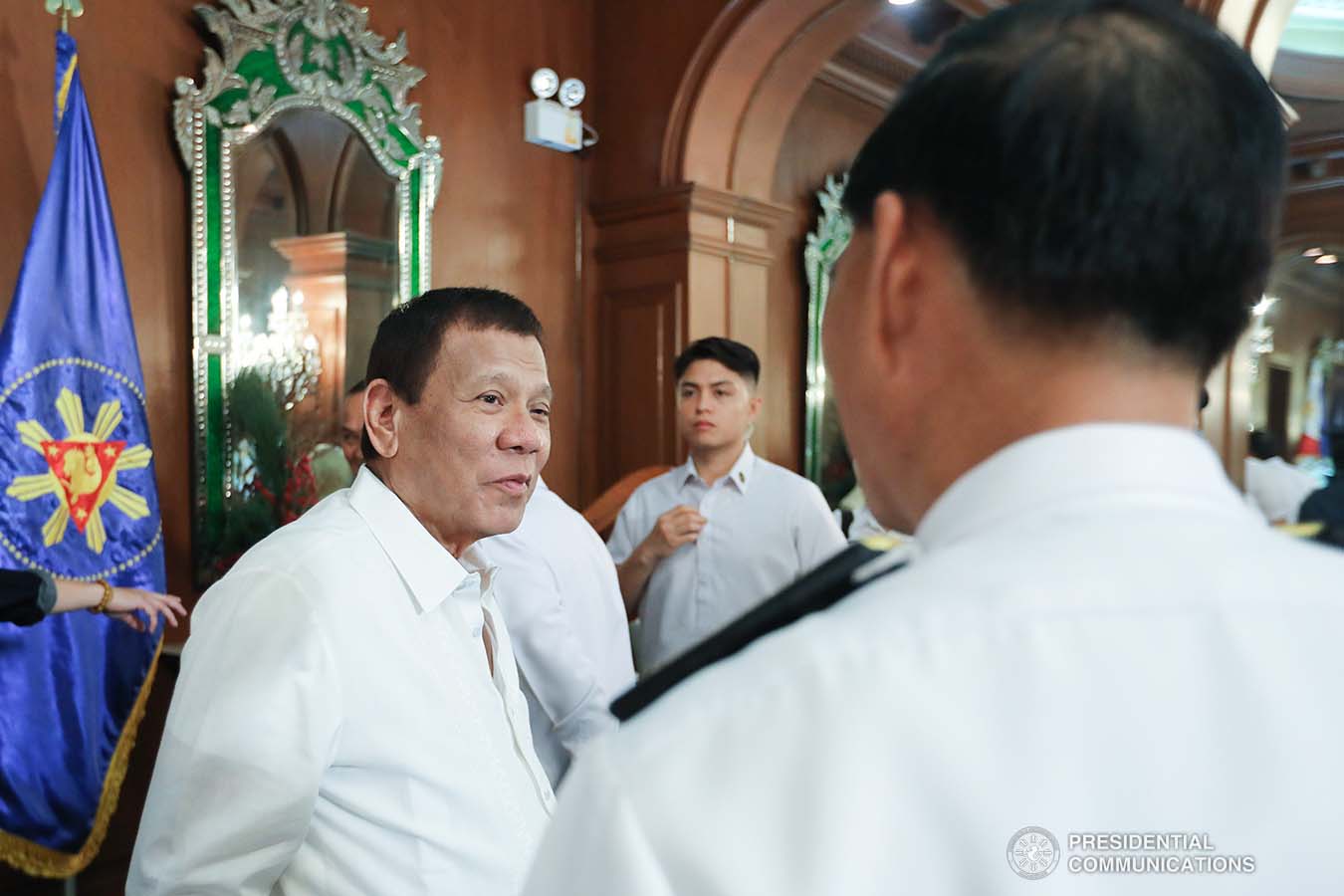President Rodrigo Roa Duterte convenes with officials from the security sector at the Malacañan Palace on January 5, 2020. The President discussed security matters regarding the country's contingency measures to ensure the safety of Filipinos based in the Middle East amid the potential tension between the United States and Iran. He also ordered concerned agencies to prepare for any eventualities and possible impact on the country. ALFRED FRIAS/PRESIDENTIAL PHOTO