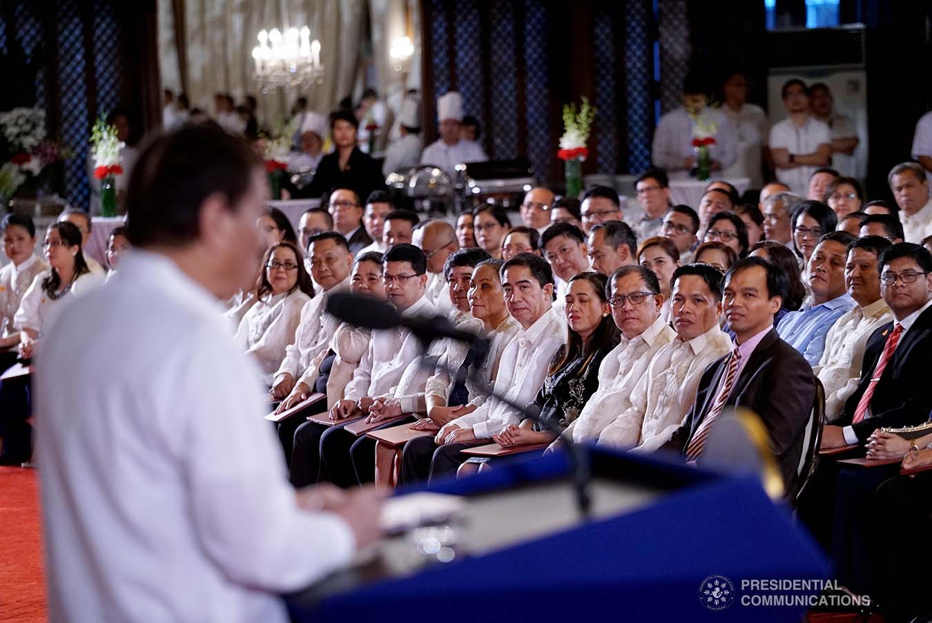 President Rodrigo Roa Duterte delivers a speech during the oath-taking ceremony of newly-appointed government officials at the Malacañan Palace on January 8, 2020. KING RODRIGUEZ/PRESIDENTIAL PHOTO