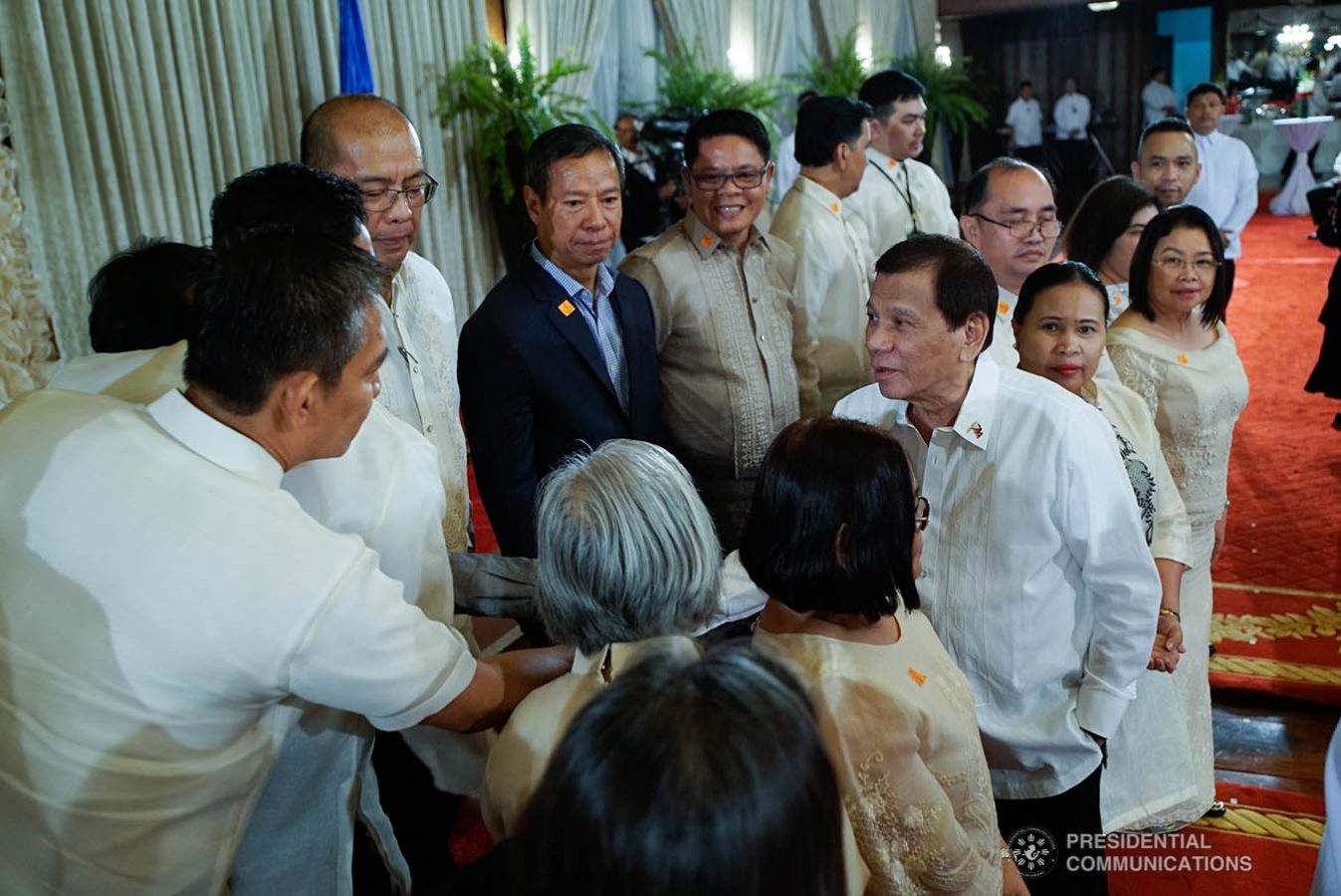 President Rodrigo Roa Duterte greets some of the newly-appointed government officials during the oath-taking ceremony at the Malacañan Palace on January 8, 2020. KING RODRIGUEZ/PRESIDENTIAL PHOTO