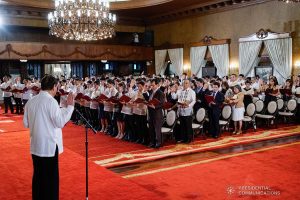 President Rodrigo Roa Duterte swears into office the newly-appointed government officials during the oath-taking ceremony at the Malacañan Palace on January 8, 2020. KING RODRIGUEZ/PRESIDENTIAL PHOTO