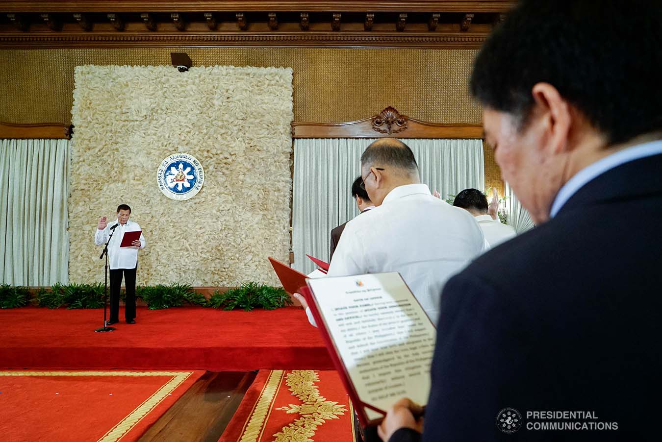 President Rodrigo Roa Duterte swears into office the newly-appointed government officials during the oath-taking ceremony at the Malacañan Palace on January 8, 2020. KING RODRIGUEZ/PRESIDENTIAL PHOTO