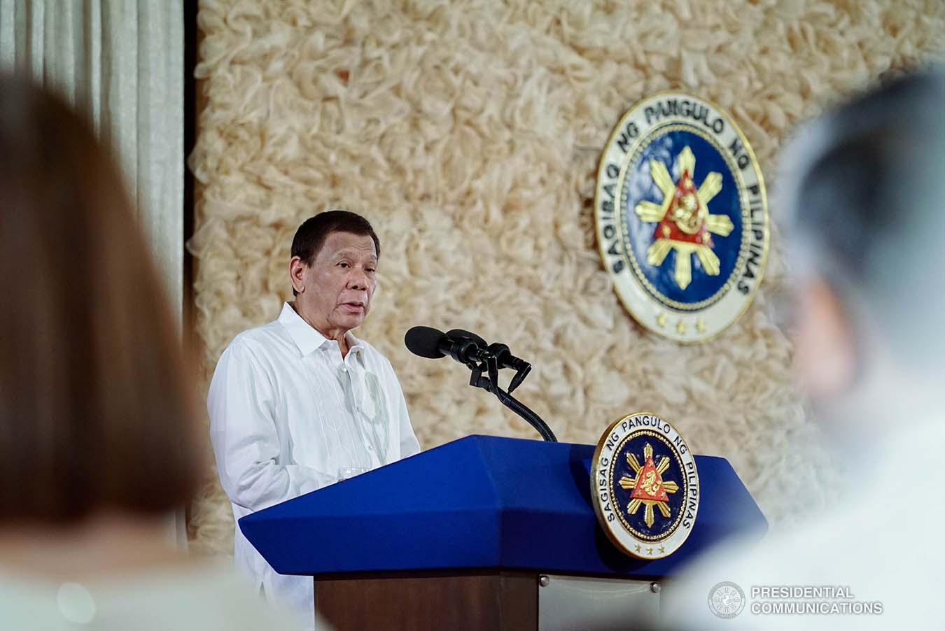President Rodrigo Roa Duterte delivers a speech during the oath-taking ceremony of newly-appointed government officials at the Malacañan Palace on January 8, 2020. KING RODRIGUEZ/PRESIDENTIAL PHOTO