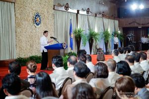 President Rodrigo Roa Duterte delivers a speech during the oath-taking ceremony of newly-appointed government officials at the Malacañan Palace on January 8, 2020. KING RODRIGUEZ/PRESIDENTIAL PHOTO