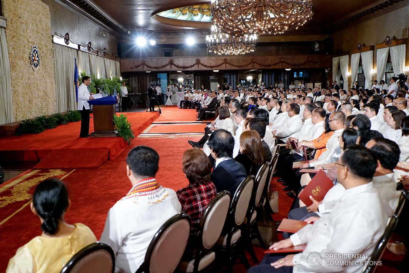 President Rodrigo Roa Duterte delivers a speech during the oath-taking ceremony of newly-appointed government officials at the Malacañan Palace on January 8, 2020. KING RODRIGUEZ/PRESIDENTIAL PHOTO
