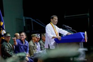 President Rodrigo Roa Duterte delivers a speech during his visit to the Philippine Marine Corps headquarters at Fort Bonifacio in Taguig City on January 13, 2020. KING RODRIGUEZ/PRESIDENTIAL PHOTO
