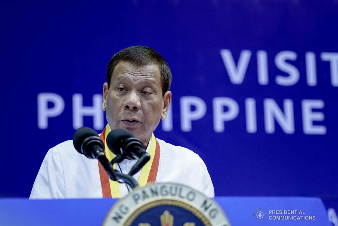 President Rodrigo Roa Duterte delivers a speech during his visit to the Philippine Marine Corps headquarters at Fort Bonifacio in Taguig City on January 13, 2020. KING RODRIGUEZ/PRESIDENTIAL PHOTO