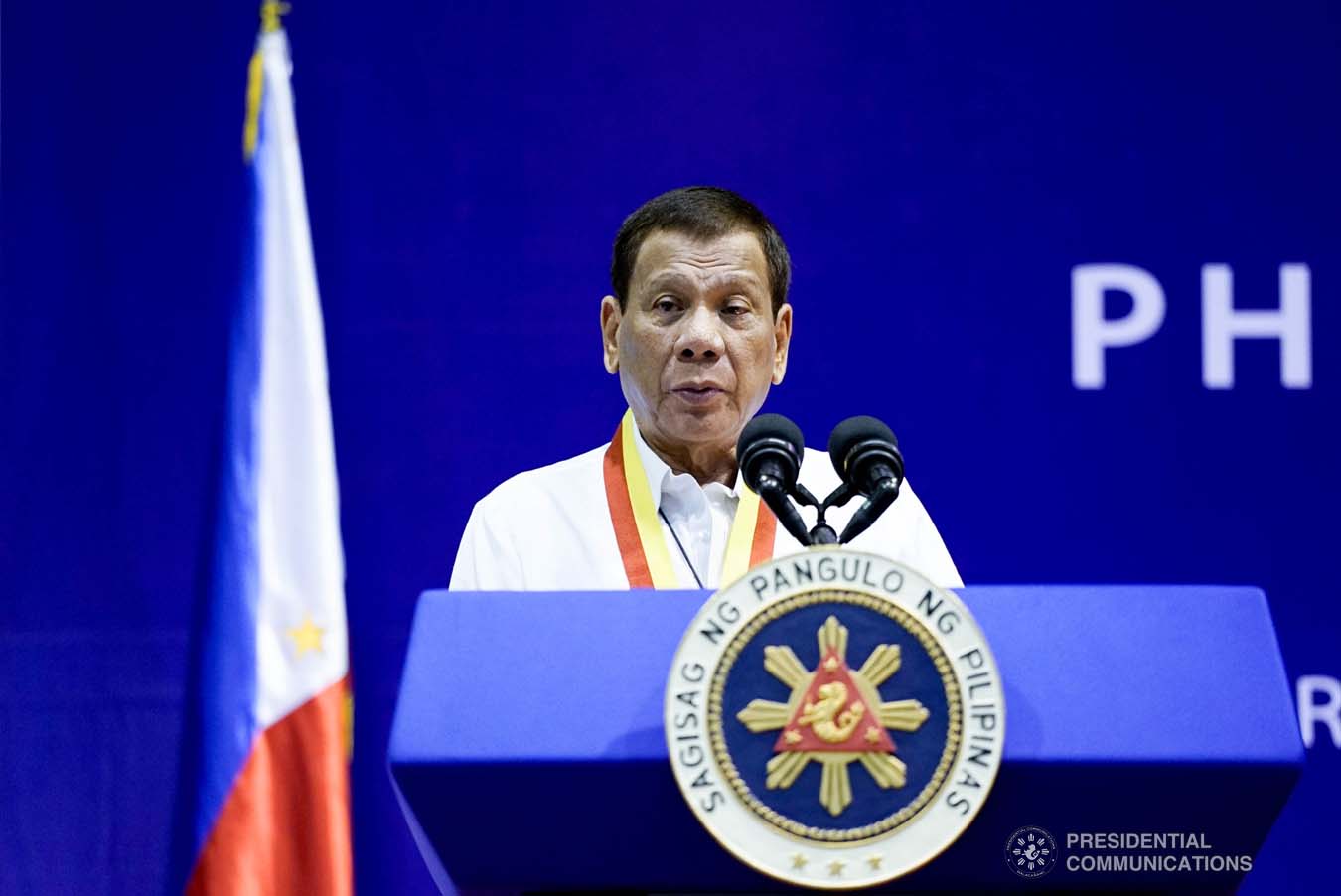 President Rodrigo Roa Duterte delivers a speech during his visit to the Philippine Marine Corps headquarters at Fort Bonifacio in Taguig City on January 13, 2020. KING RODRIGUEZ/PRESIDENTIAL PHOTO