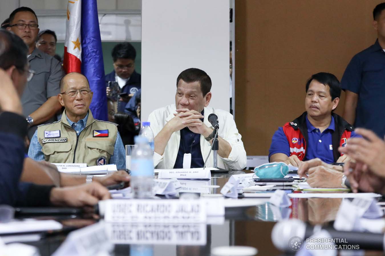 President Rodrigo Roa Duterte presides over a situation briefing on the effects of the Taal Volcano eruption at the Batangas Provincial Sports Complex on January 14, 2020. ACE MORANDANTE/PRESIDENTIAL PHOTO