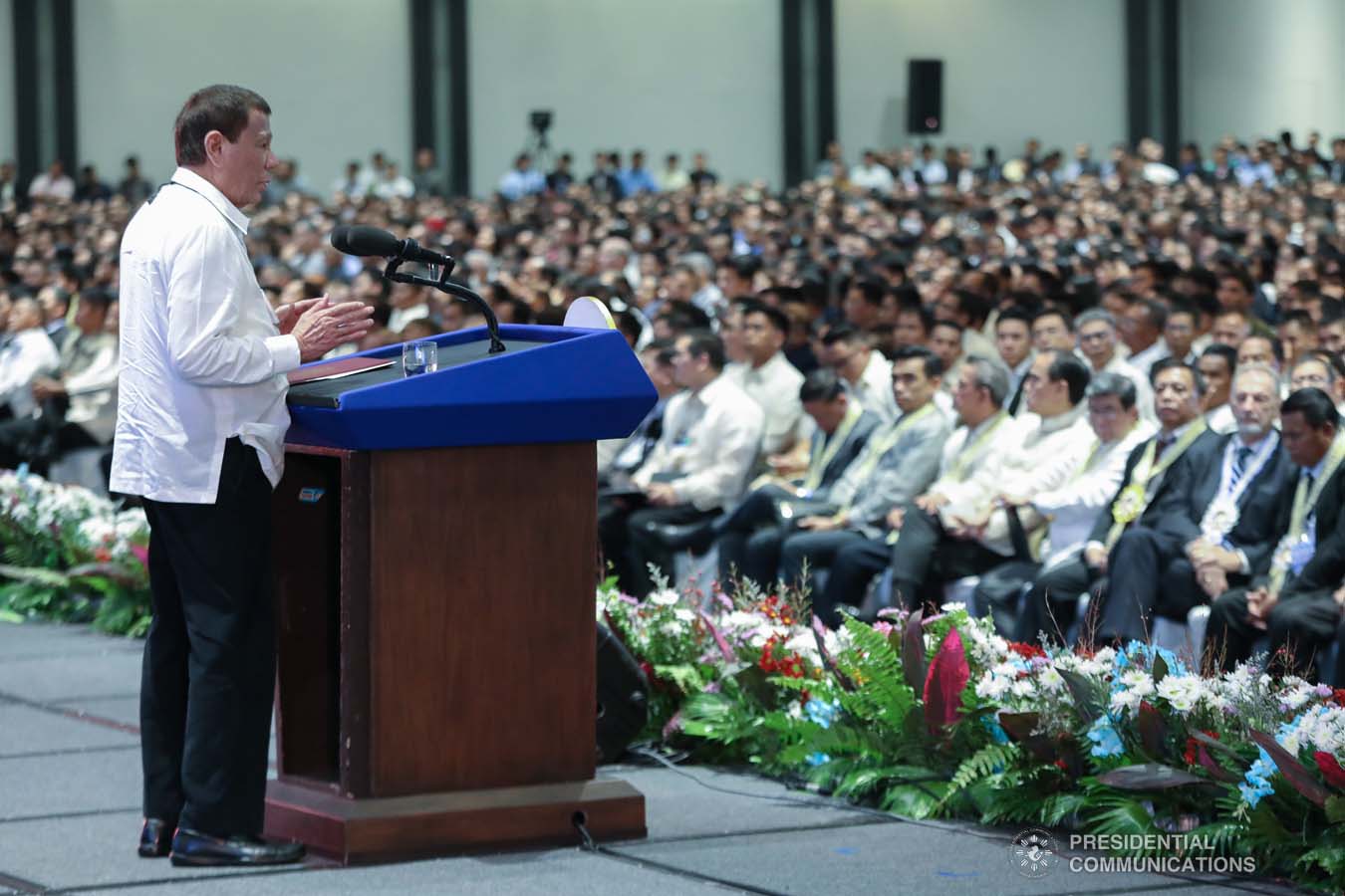 President Rodrigo Roa Duterte delivers a speech during the celebration of the 120-year presence of the Baptist Churches in the Philippines at the SMX Convention Center in Pasay City on January 16, 2020. ACE MORANDANTE/PRESIDENTIAL PHOTO