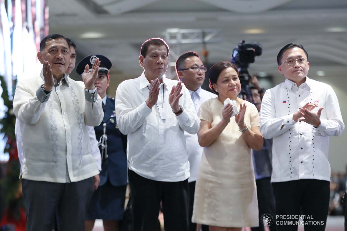 President Rodrigo Roa Duterte applauds while witnessing the program proper during the celebration of the 120-year presence of the Baptist Churches in the Philippines at the SMX Convention Center in Pasay City on January 16, 2020. ACE MORANDANTE/PRESIDENTIAL PHOTO