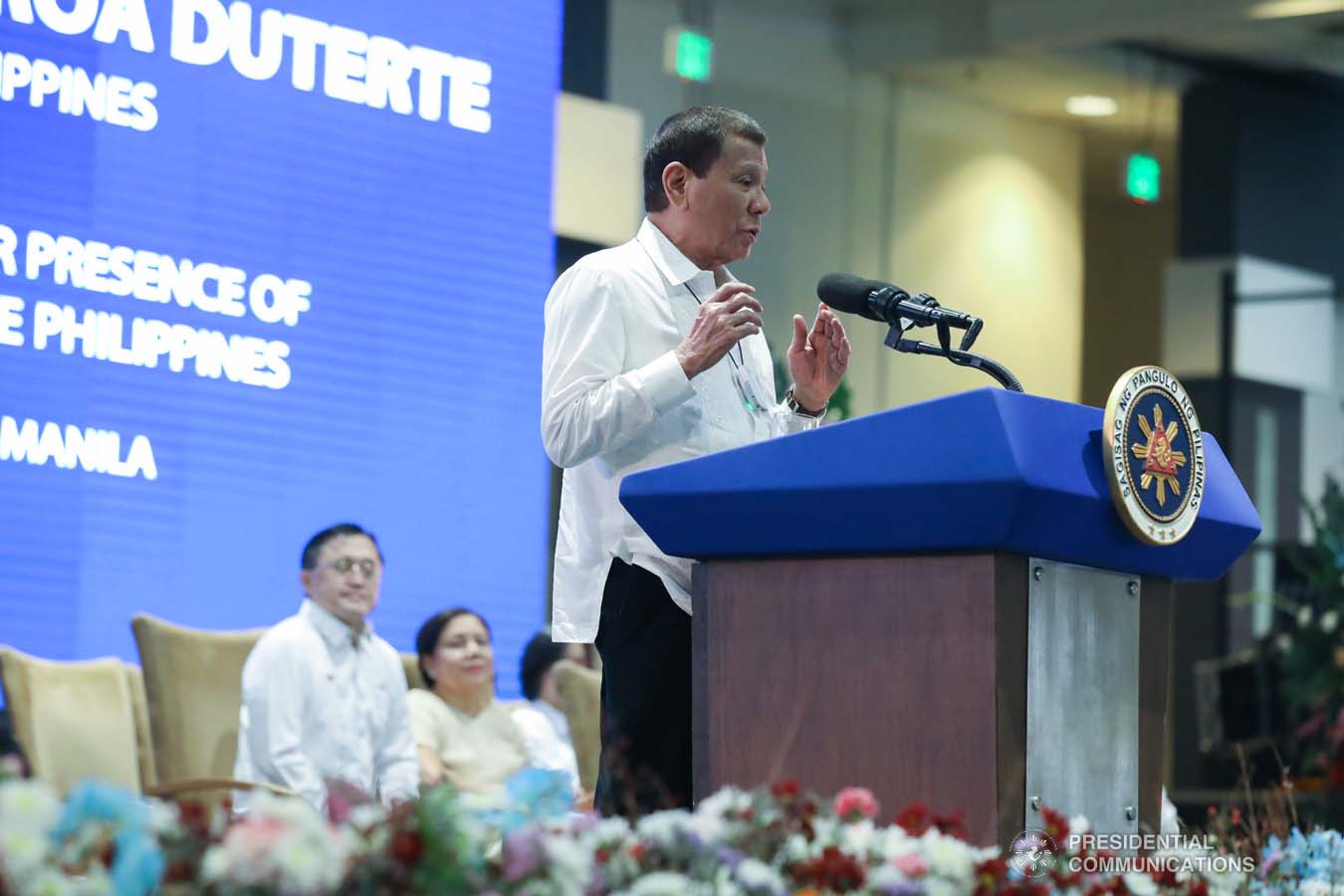 President Rodrigo Roa Duterte delivers a speech during the celebration of the 120-year presence of the Baptist Churches in the Philippines at the SMX Convention Center in Pasay City on January 16, 2020. TOTO LOZANO/PRESIDENTIAL PHOTO