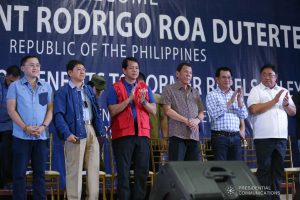 President Rodrigo Roa Duterte witnesses the program proper during the distribution of benefits to former rebels at the San Isidro Central School in Leyte on January 23, 2020. KARL NORMAN ALONZO/PRESIDENTIAL PHOTO