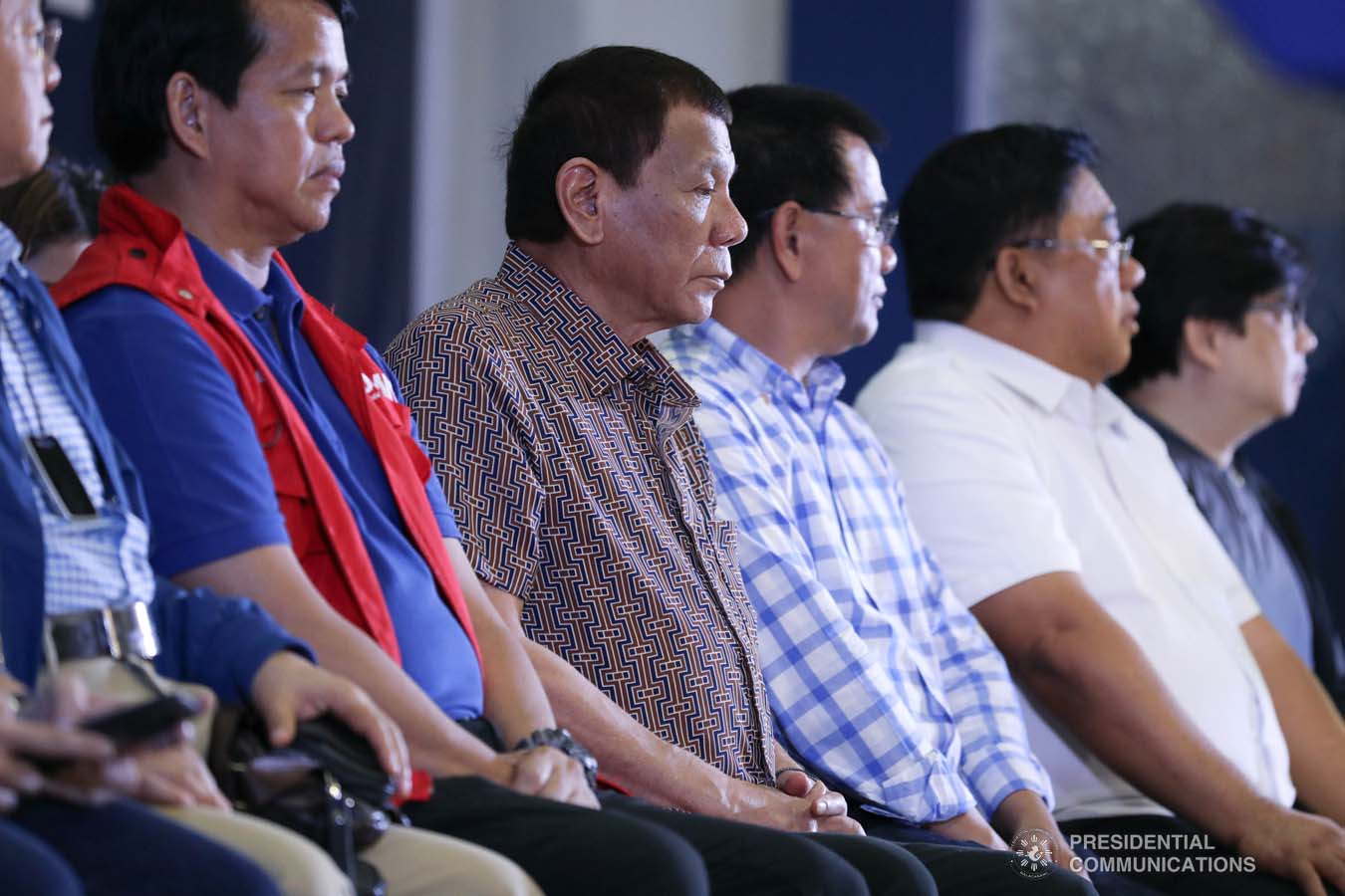 President Rodrigo Roa Duterte witnesses the program proper during the distribution of benefits to former rebels at the San Isidro Central School in Leyte on January 23, 2020. KARL NORMAN ALONZO/PRESIDENTIAL PHOTO