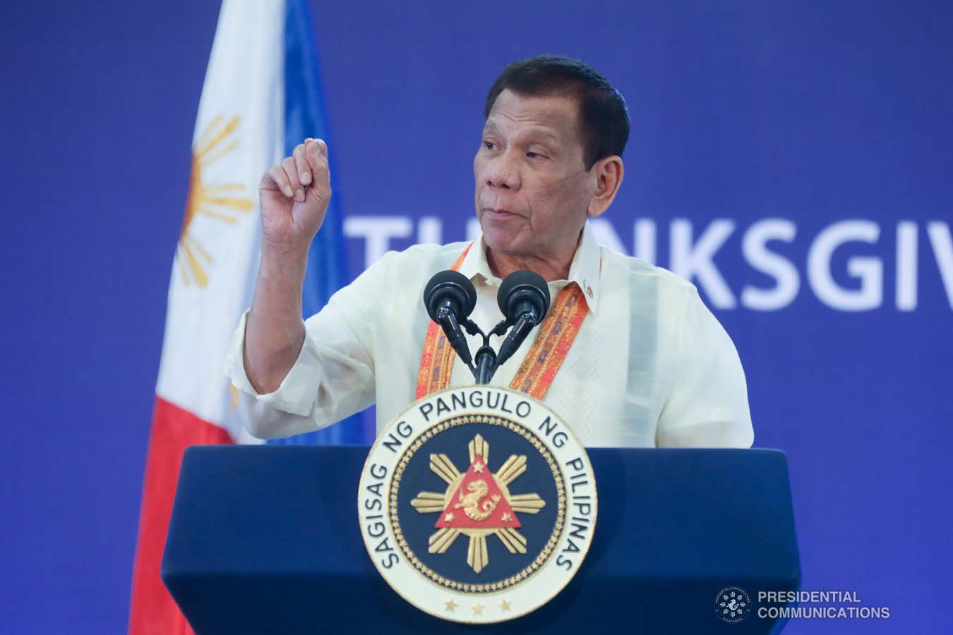 President Rodrigo Roa Duterte delivers a speech during the thanksgiving gathering with The Fraternal Order of Eagles (TFOE) at the SMX Convention Center in Davao City on January 17, 2020. SIMEON CELI JR./PRESIDENTIAL PHOTO