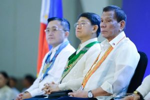 President Rodrigo Roa Duterte witnesses the program proper during the thanksgiving gathering with The Fraternal Order of Eagles (TFOE) at the SMX Convention Center in Davao City on January 17, 2020. JOEY DALUMPINES/PRESIDENTIAL PHOTO