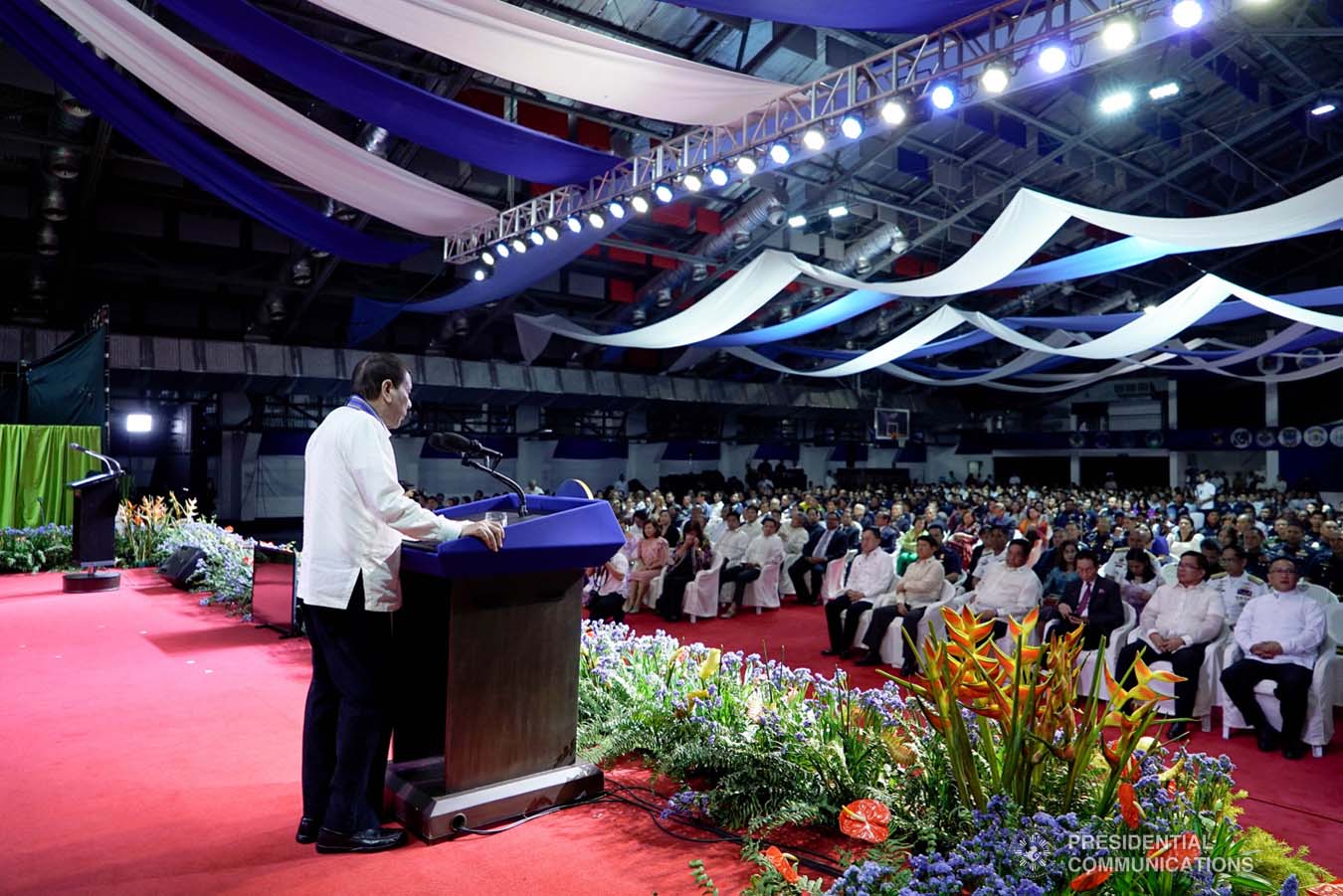 President Rodrigo Roa Duterte delivers a speech during the Philippine Air Force Change of Command Ceremony at the Col. Jesus Villamor Air Base in Pasay City on January 16, 2020. KING RODRIGUEZ/PRESIDENTIAL PHOTO