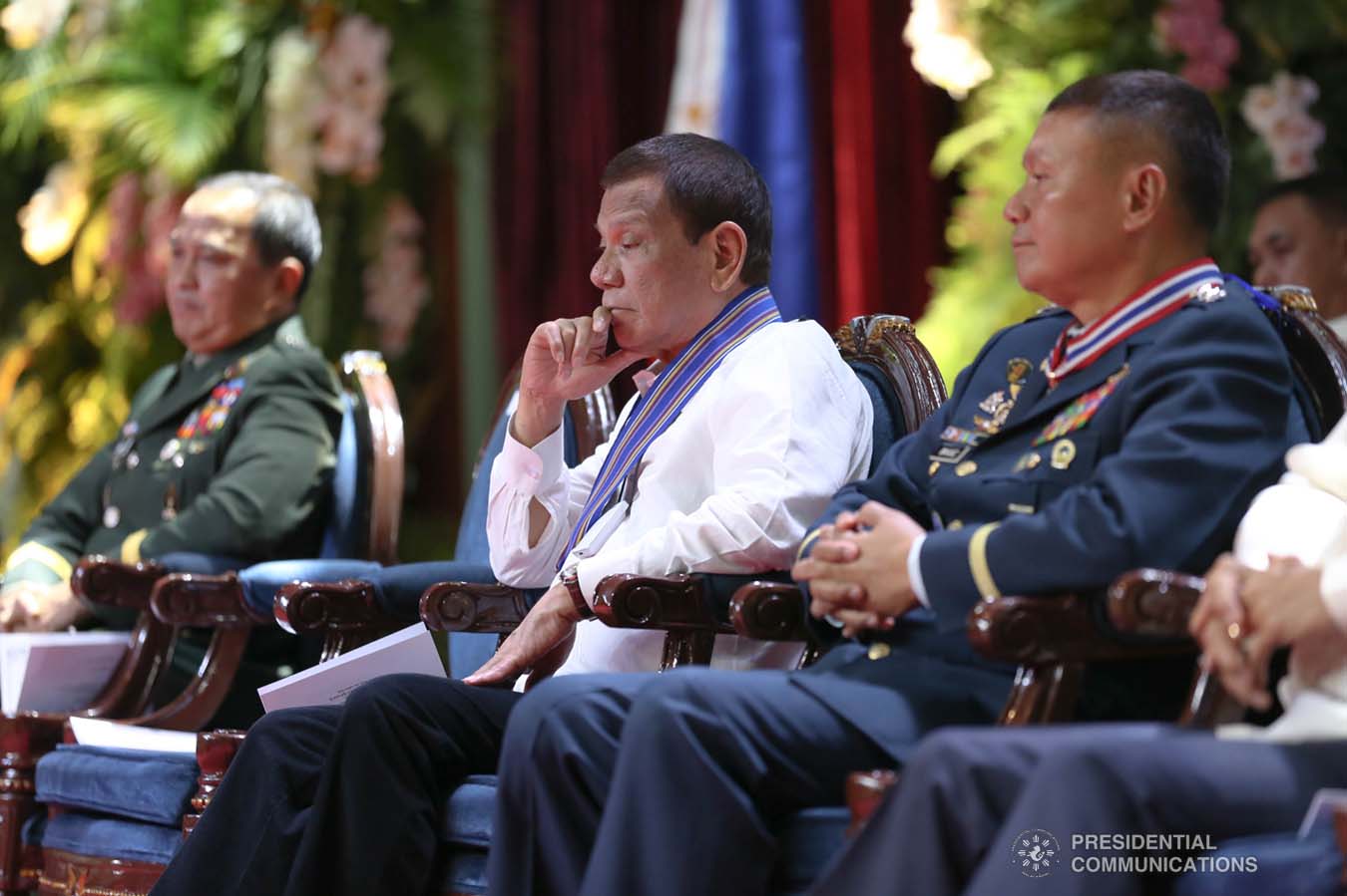 President Rodrigo Roa Duterte witnesses the program proper during the Philippine Air Force Change of Command ceremony at the Col. Jesus Villamor Air Base in Pasay City on January 16, 2020. KARL NORMAN ALONZO/PRESIDENTIAL PHOTO