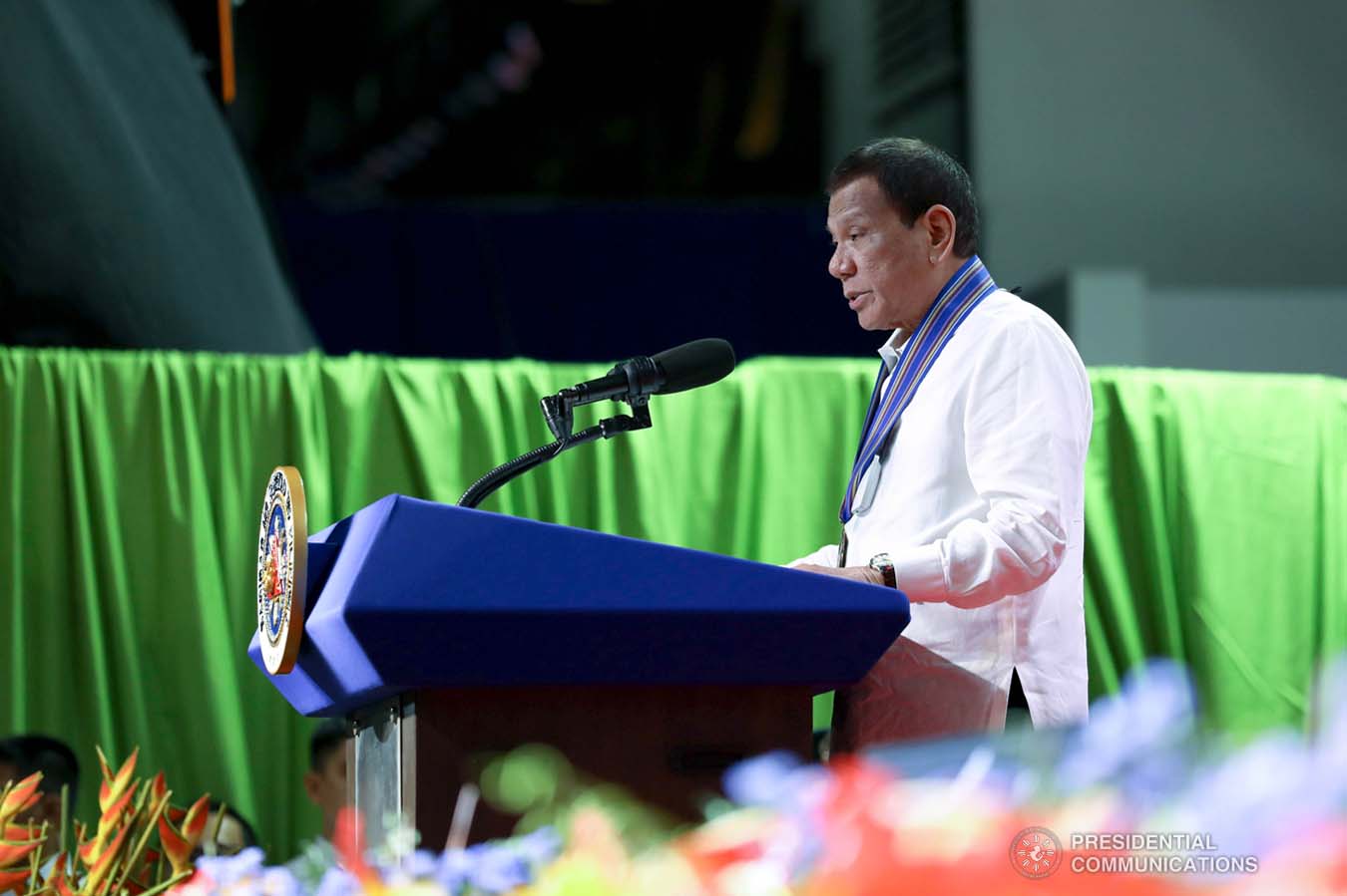 President Rodrigo Roa Duterte delivers a speech during the Philippine Air Force Change of Command ceremony at the Col. Jesus Villamor Air Base in Pasay City on January 16, 2020. KARL NORMAN ALONZO/PRESIDENTIAL PHOTO