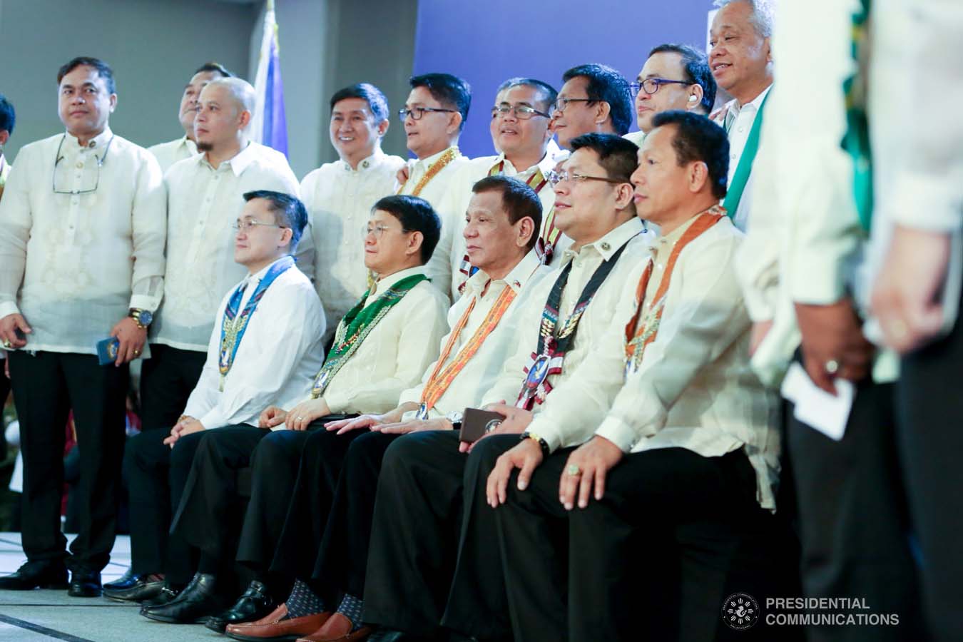 President Rodrigo Roa Duterte poses for posterity with some of the guests during the thanksgiving gathering with The Fraternal Order of Eagles (TFOE) at the SMX Convention Center in Davao City on January 17, 2020. RICHARD MADELO/PRESIDENTIAL PHOTO