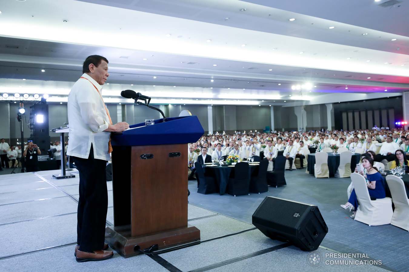 President Rodrigo Roa Duterte delivers a speech during the thanksgiving gathering with The Fraternal Order of Eagles (TFOE) at the SMX Convention Center in Davao City on January 17, 2020. RICHARD MADELO/PRESIDENTIAL PHOTO