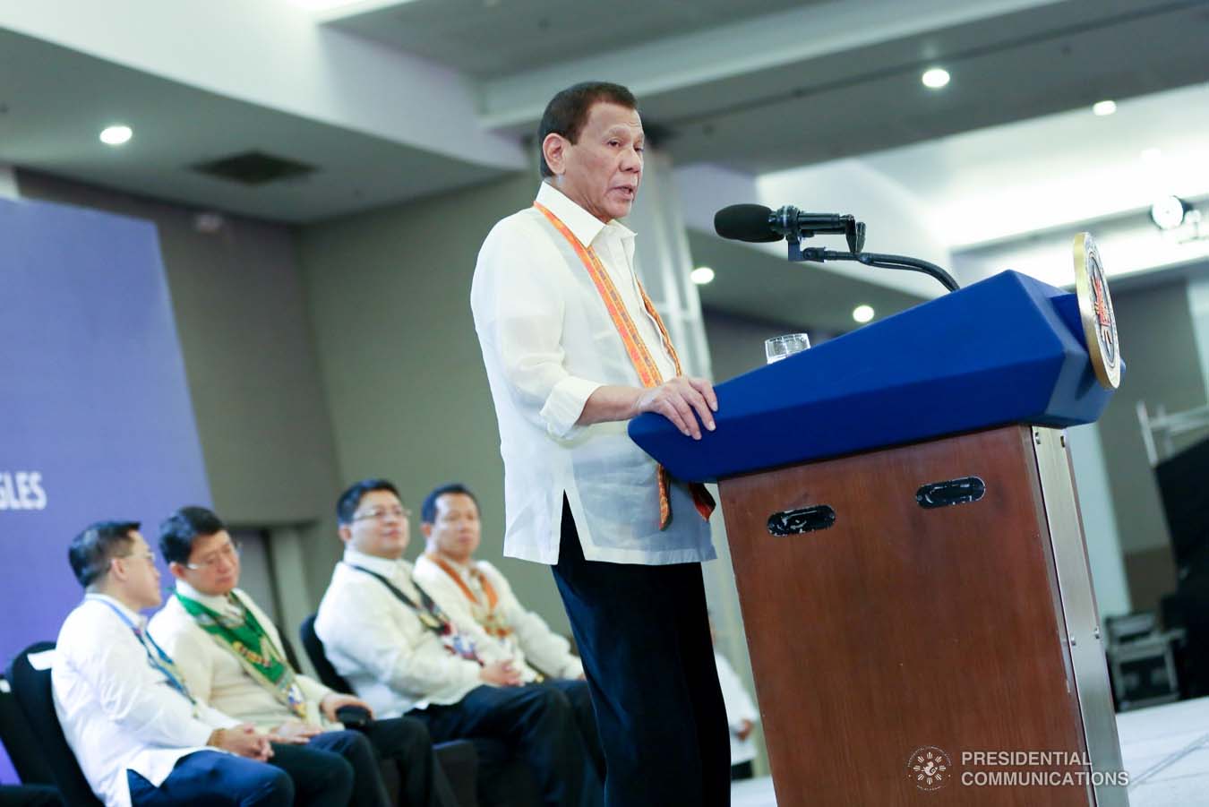 President Rodrigo Roa Duterte delivers a speech during the thanksgiving gathering with The Fraternal Order of Eagles (TFOE) at the SMX Convention Center in Davao City on January 17, 2020. RICHARD MADELO/PRESIDENTIAL PHOTO
