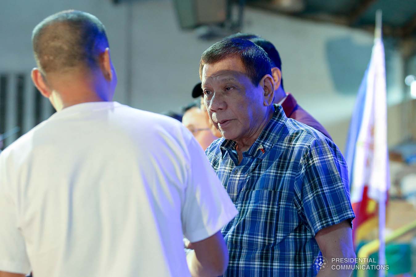 President Rodrigo Roa Duterte leads the ceremonial distribution of calamity assistance to the families affected by the Taal Volcano eruption at the Polytechnic University of the Philippines-Sto. Tomas Campus in Sto. Tomas City, Batangas on January 20, 2020. VALERIE ESCALERA/PRESIDENTIAL PHOTO