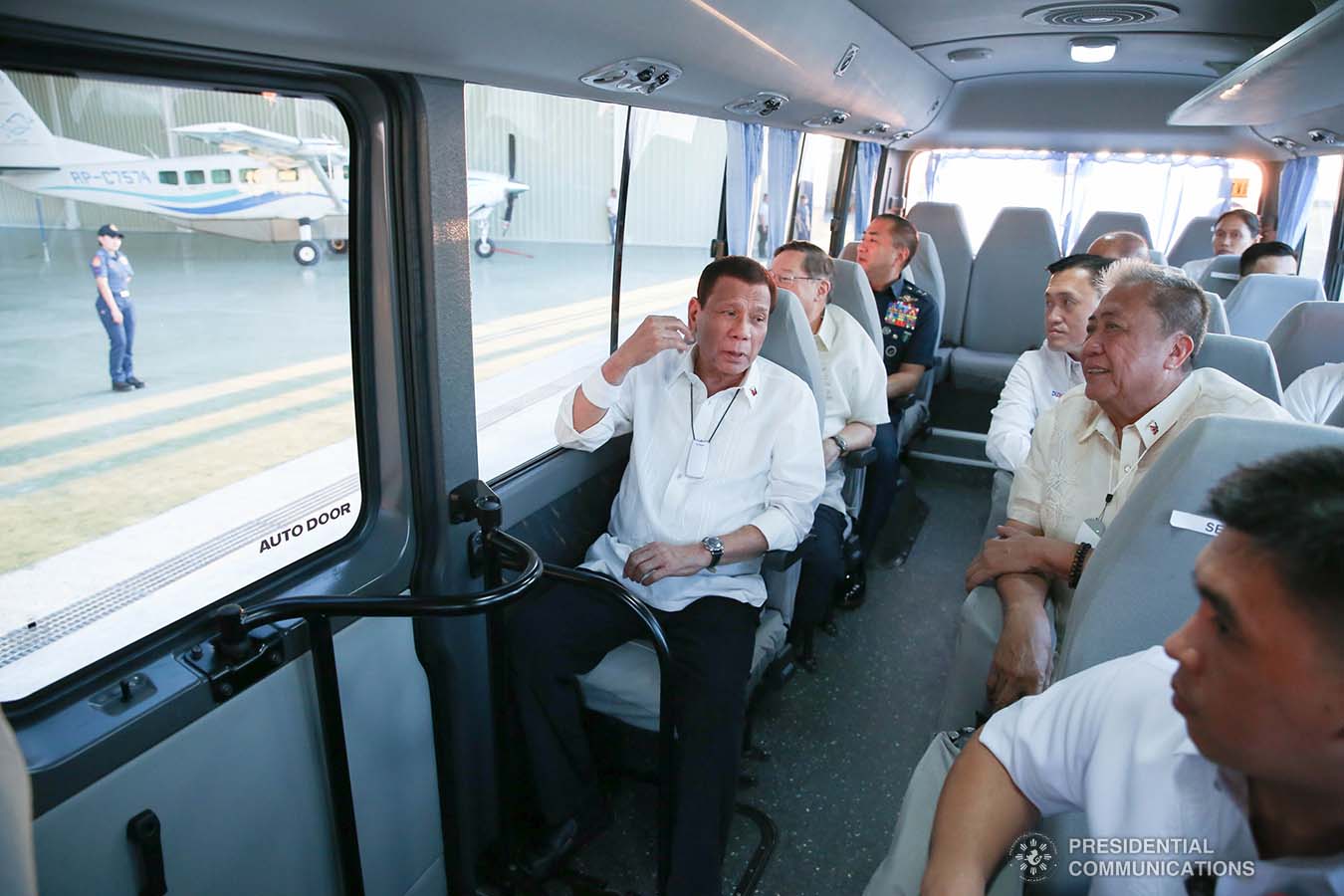 President Rodrigo Roa Duterte takes a tour around the facilities of the Sangley Airport in Cavite City during its inauguration on February 15, 2020. With the President is Transportation Secretary Arthur Tugade. ALBERT ALCAIN/PRESIDENTIAL PHOTO