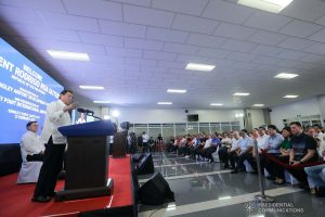 President Rodrigo Roa Duterte delivers a speech during the inauguration of the Sangley Airport Development Project and presentation of the Sangley Point International Airport Project in Cavite City on February 15, 2020. ALFRED FRIAS/PRESIDENTIAL PHOTO
