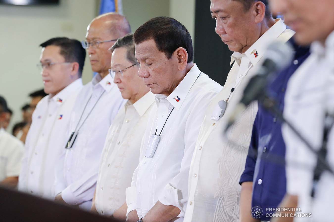 President Rodrigo Roa Duterte bows his head in prayer during the inauguration of the Sangley Airport Development Project in Cavite City on February 15, 2020. ALFRED FRIAS/PRESIDENTIAL PHOTO