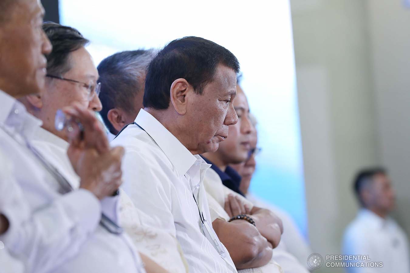 President Rodrigo Roa Duterte watches the audio-visual presentation on the Sangley Airport Development Project during its inauguration in Cavite City on February 15, 2020. ALFRED FRIAS/PRESIDENTIAL PHOTO