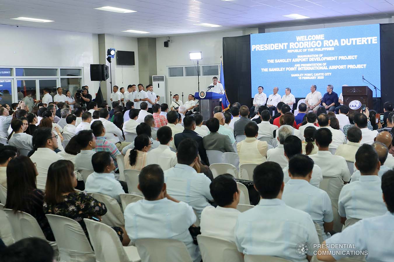 President Rodrigo Roa Duterte delivers a speech during the inauguration of the Sangley Airport Development Project in Cavite City on February 15, 2020. ALFRED FRIAS/PRESIDENTIAL PHOTO