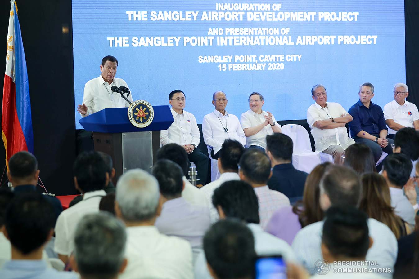 President Rodrigo Roa Duterte delivers a speech during the inauguration of the Sangley Airport Development Project and presentation of the Sangley Point International Airport Project in Cavite City on February 15, 2020. ROBINSON NIÑAL JR./PRESIDENTIAL PHOTO