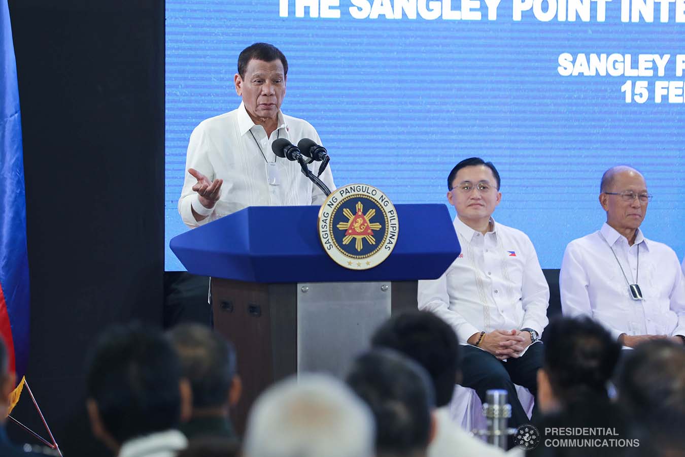 President Rodrigo Roa Duterte delivers a speech during the inauguration of the Sangley Airport Development Project in Cavite City on February 15, 2020. ROBINSON NIÑAL JR./PRESIDENTIAL PHOTO