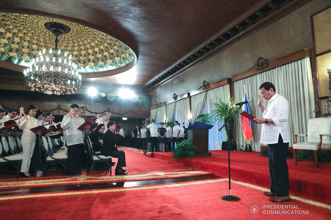 President Rodrigo Roa Duterte swears in the new National Commission for Culture and the Arts officials during the oath-taking ceremony at the Malacañan Palace on February 26, 2020. ROBINSON NIÑAL JR./PRESIDENTIAL PHOTO