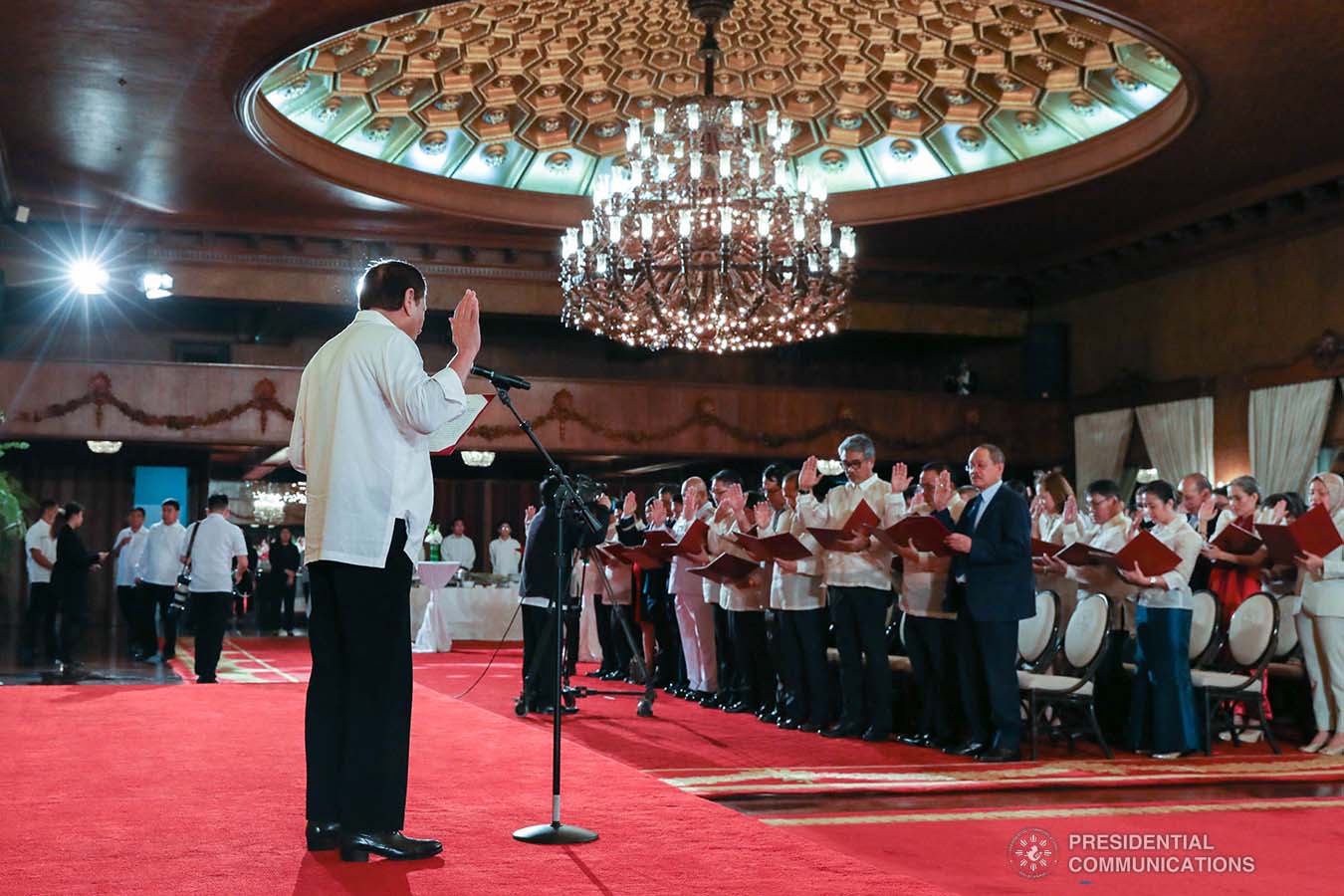 President Rodrigo Roa Duterte swears in the newly appointed government ...