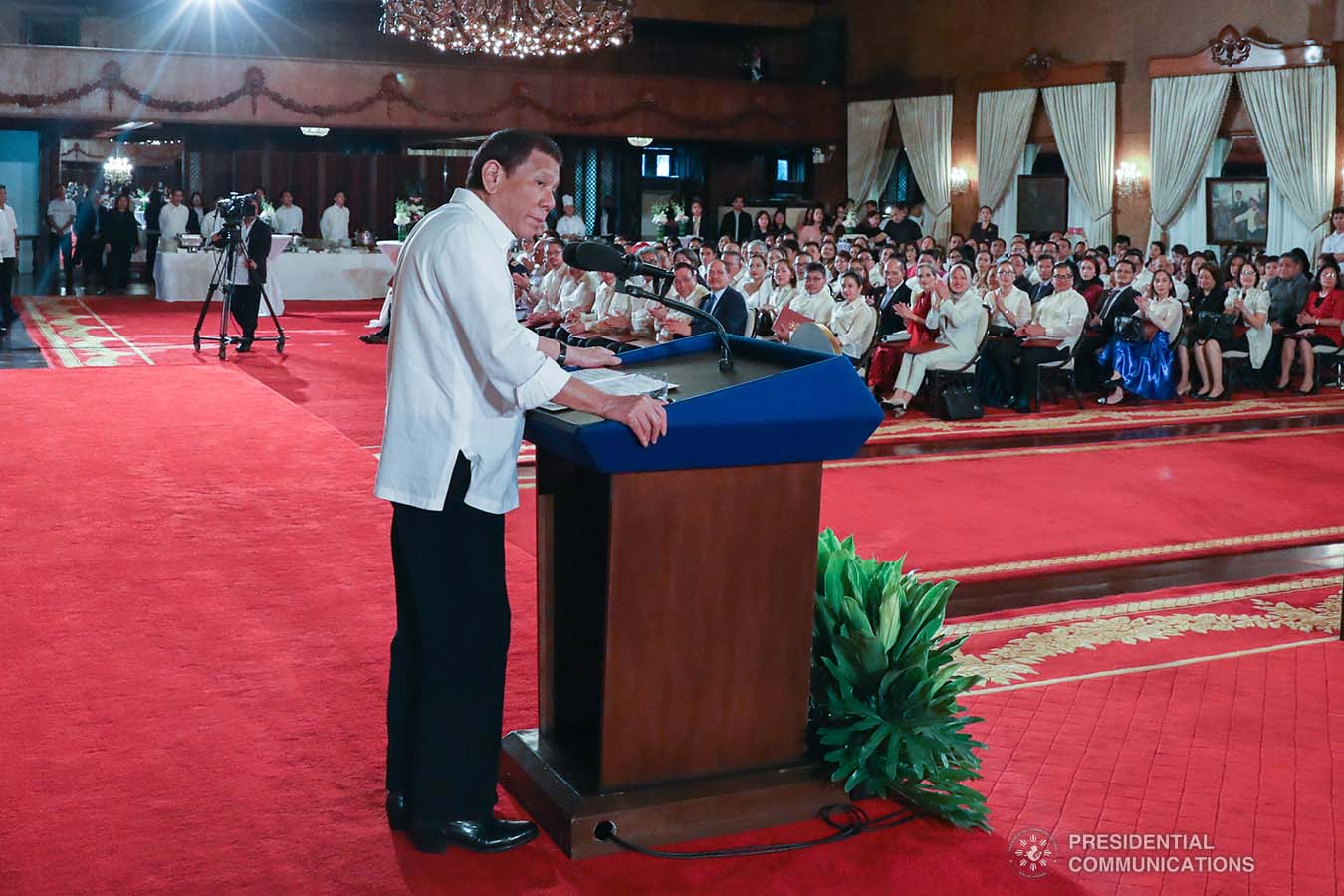 President Rodrigo Roa Duterte delivers a speech during the oath-taking ceremony of the newly-appointed government officials at the Malacañan Palace on February 6, 2020. TOTO LOZANO/PRESIDENTIAL PHOTO