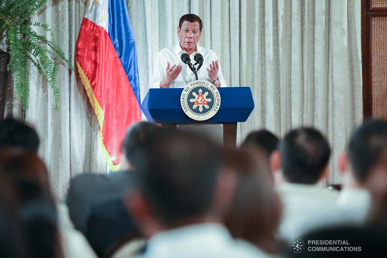 President Rodrigo Roa Duterte delivers a speech during the oath-taking ceremony of the newly-appointed government officials at the Malacañan Palace on February 6, 2020. TOTO LOZANO/PRESIDENTIAL PHOTO
