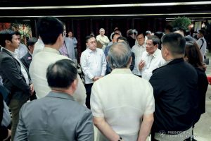 President Rodrigo Roa Duterte discusses matters with local government officials during a meeting at the Malacañan Palace on February 25, 2020. RICHARD MADELO/PRESIDENTIAL PHOTO