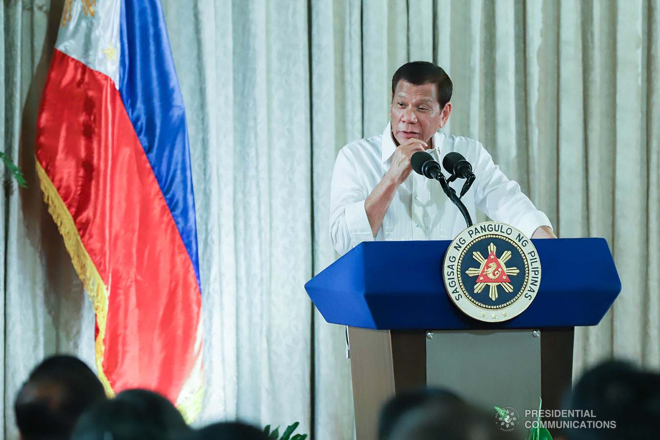 President Rodrigo Roa Duterte delivers a speech during the oath-taking ceremony of the newly-appointed government officials at the Malacañan Palace on February 6, 2020. REY BANIQUET/PRESIDENTIAL PHOTO