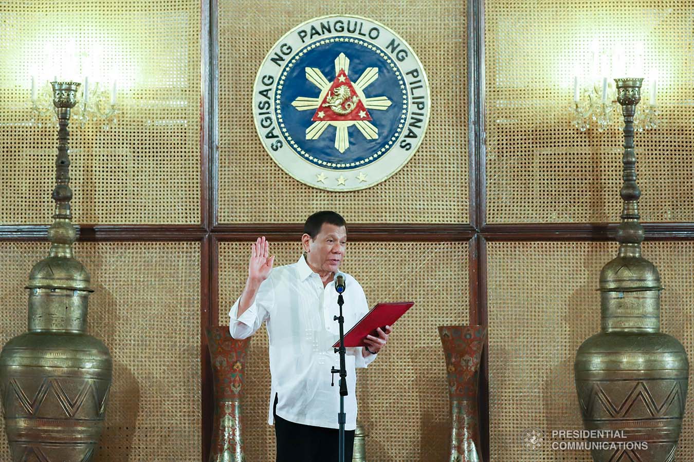 President Rodrigo Roa Duterte swears in the newly appointed government officials during a ceremony at the Malacañan Palace on February 6, 2020. REY BANIQUET/PRESIDENTIAL PHOTO