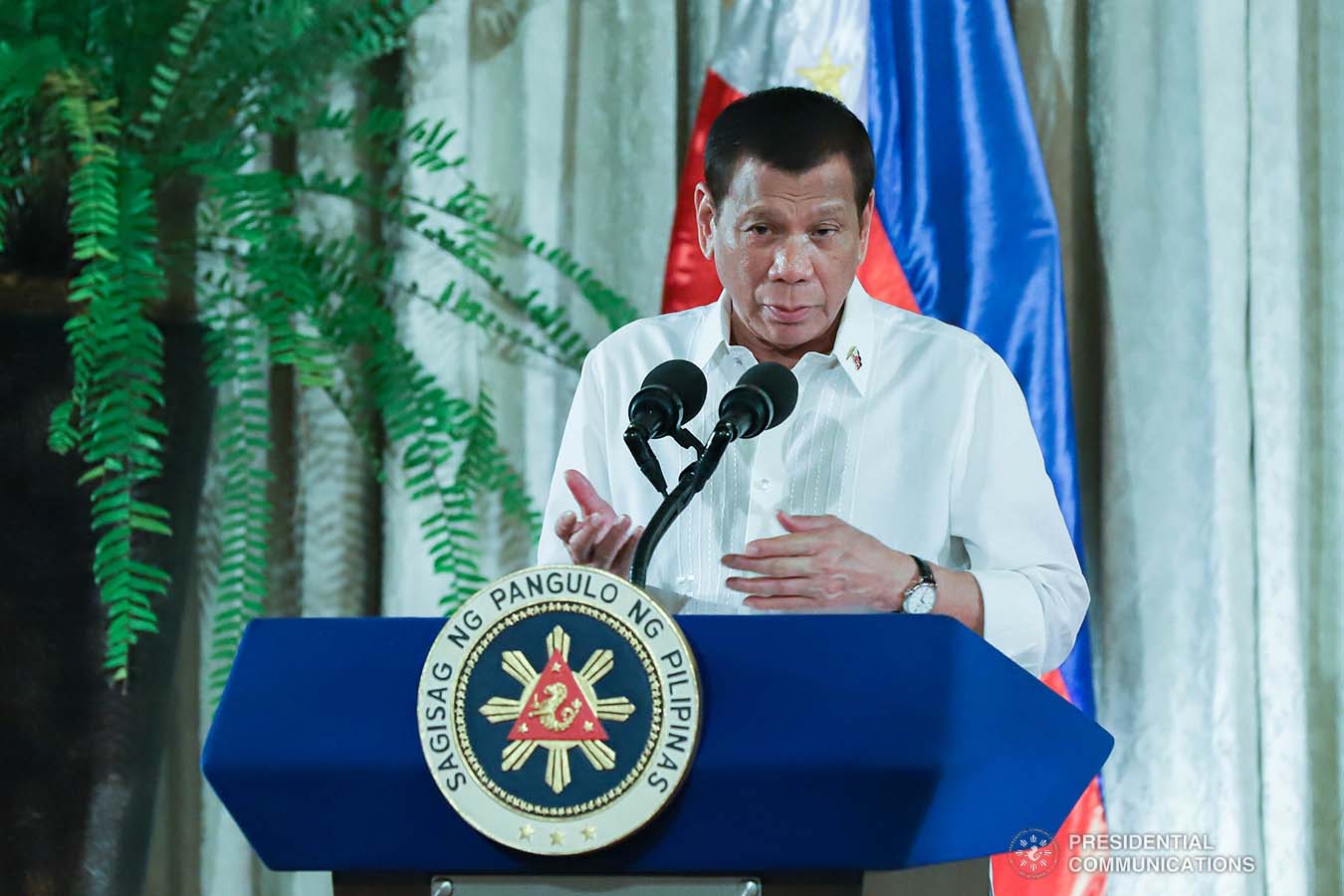President Rodrigo Roa Duterte delivers a speech during the oath-taking ceremony of the newly-appointed government officials at the Malacañan Palace on February 6, 2020. REY BANIQUET/PRESIDENTIAL PHOTO