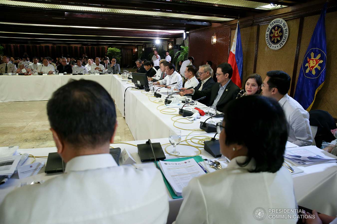 President Rodrigo Roa Duterte holds a meeting with the Inter-Agency Task Force for the Management of Emerging Infectious Diseases at the Malacañan Palace on March 9, 2020. ALBERT ALCAIN/PRESIDENTIAL PHOTO