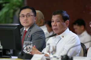 President Rodrigo Roa Duterte holds a meeting with the Inter-Agency Task Force for the Management of Emerging Infectious Diseases at the Malacañan Palace on March 9, 2020. ALBERT ALCAIN/PRESIDENTIAL PHOTO