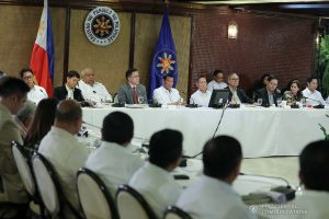 President Rodrigo Roa Duterte holds a meeting with the Inter-Agency Task Force for the Management of Emerging Infectious Diseases at the Malacañan Palace on March 9, 2020. ROBINSON NIÑAL JR./PRESIDENTIAL PHOTO