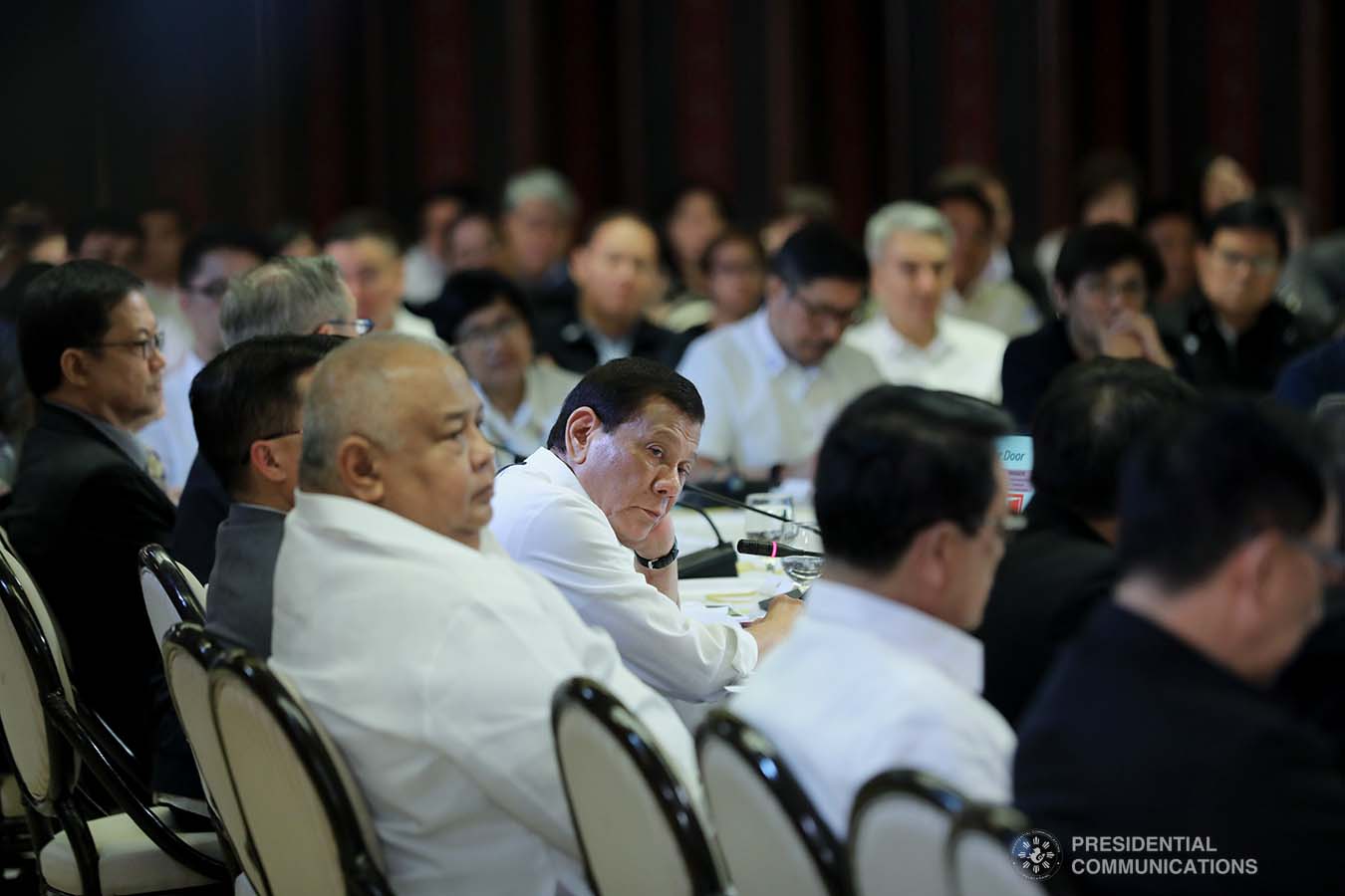 President Rodrigo Roa Duterte holds a meeting with the Inter-Agency Task Force for the Management of Emerging Infectious Diseases at the Malacañan Palace on March 9, 2020. ROBINSON NIÑAL JR./PRESIDENTIAL PHOTO