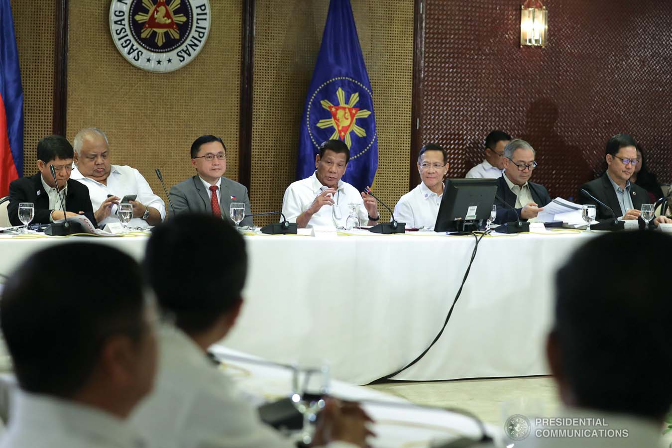 President Rodrigo Roa Duterte holds a meeting with the Inter-Agency Task Force for the Management of Emerging Infectious Diseases at the Malacañan Palace on March 9, 2020. ROBINSON NIÑAL JR./PRESIDENTIAL PHOTO