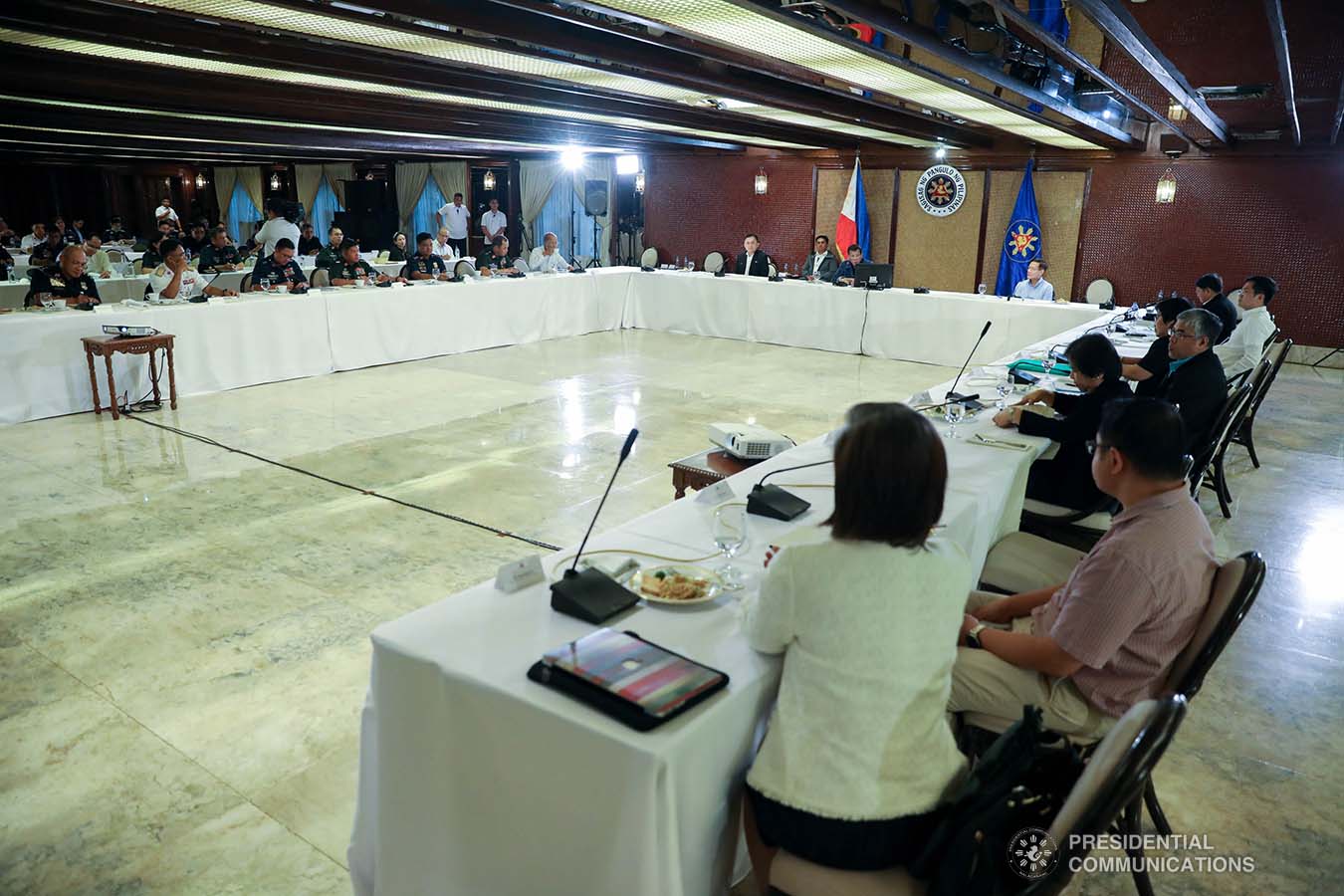 President Rodrigo Roa Duterte presides over a meeting with the Inter-Agency Task Force on the Emerging Infectious Diseases (IATF-EID) at the Malacañan Palace on March 12, 2020. SIMEON CELI JR./PRESIDENTIAL PHOTO