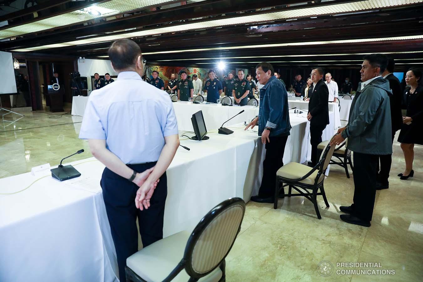 President Rodrigo Roa Duterte presides over a meeting with the Inter-Agency Task Force on the Emerging Infectious Diseases (IATF-EID) at the Malacañan Palace on March 12, 2020. SIMEON CELI JR./PRESIDENTIAL PHOTO