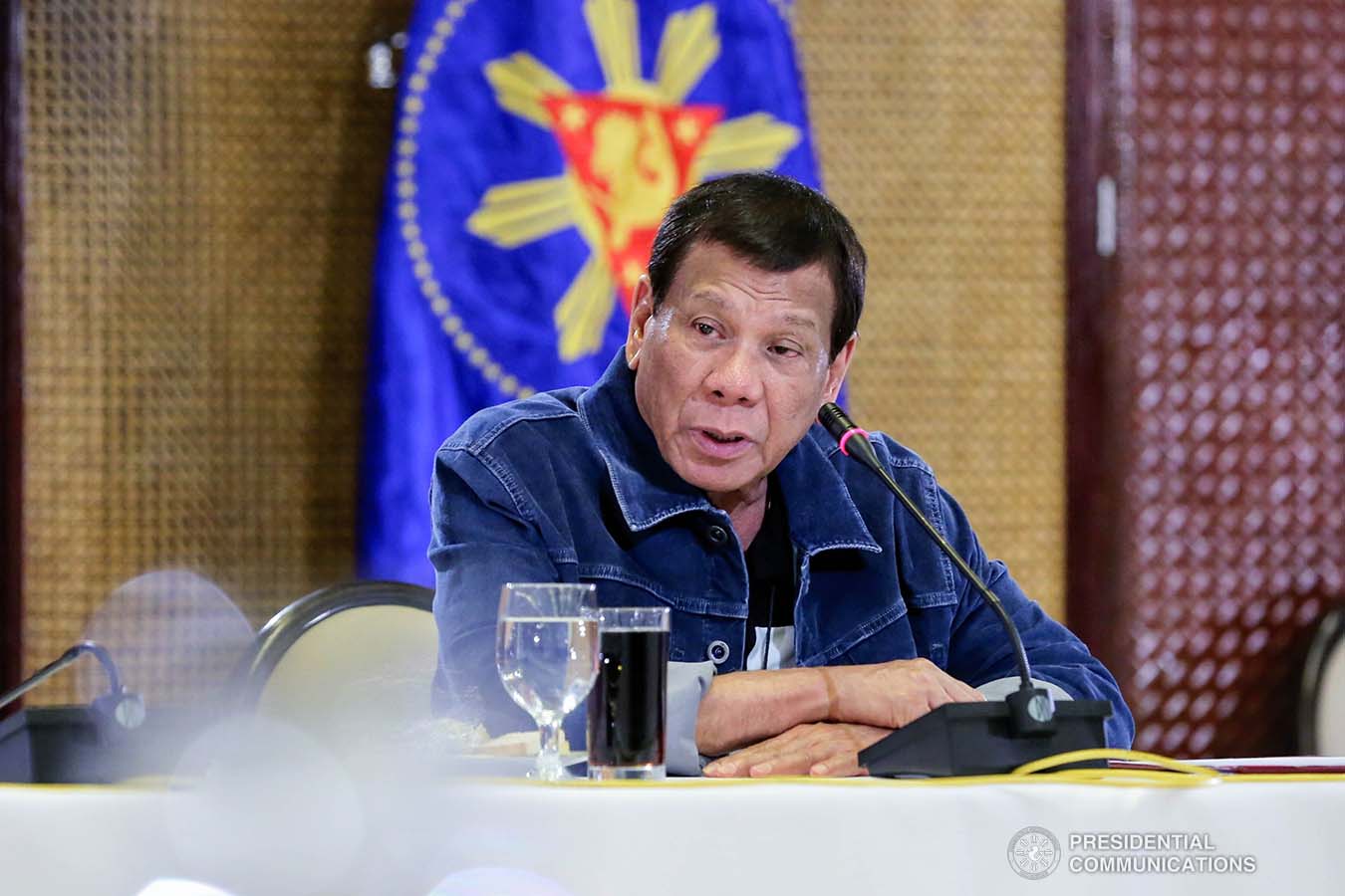President Rodrigo Roa Duterte presides over a meeting with the Inter-Agency Task Force on the Emerging Infectious Diseases (IATF-EID) at the Malacañan Palace on March 12, 2020. RICHARD MADELO/PRESIDENTIAL PHOTO