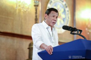 President Rodrigo Roa Duterte delivers a speech during the oath-taking ceremony of the newly appointed Generals and Flag Officers of the Armed Forces of the Philippines and Star Rank Officers of the Philippine National Police at the Malacañan Palace on March 11, 2020. ALBERT ALCAIN/PRESIDENTIAL PHOTO